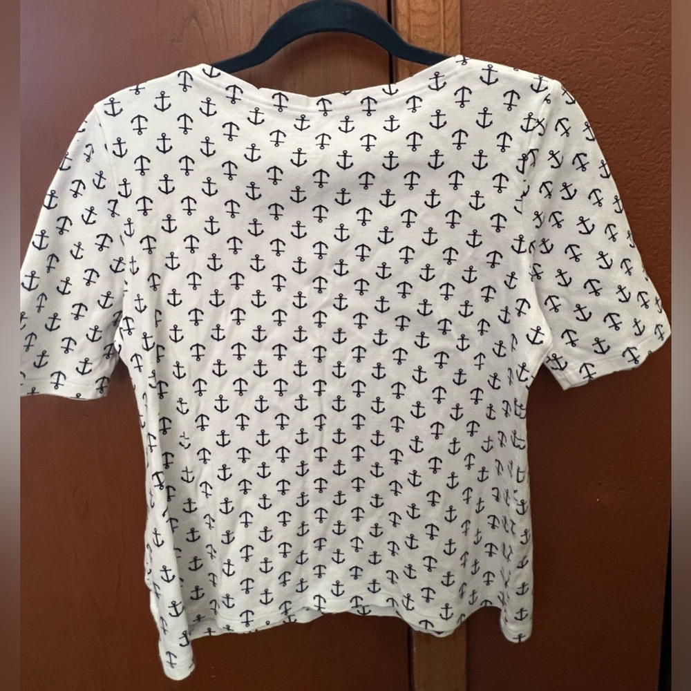Anchor Print Boat Neck Tea Size M